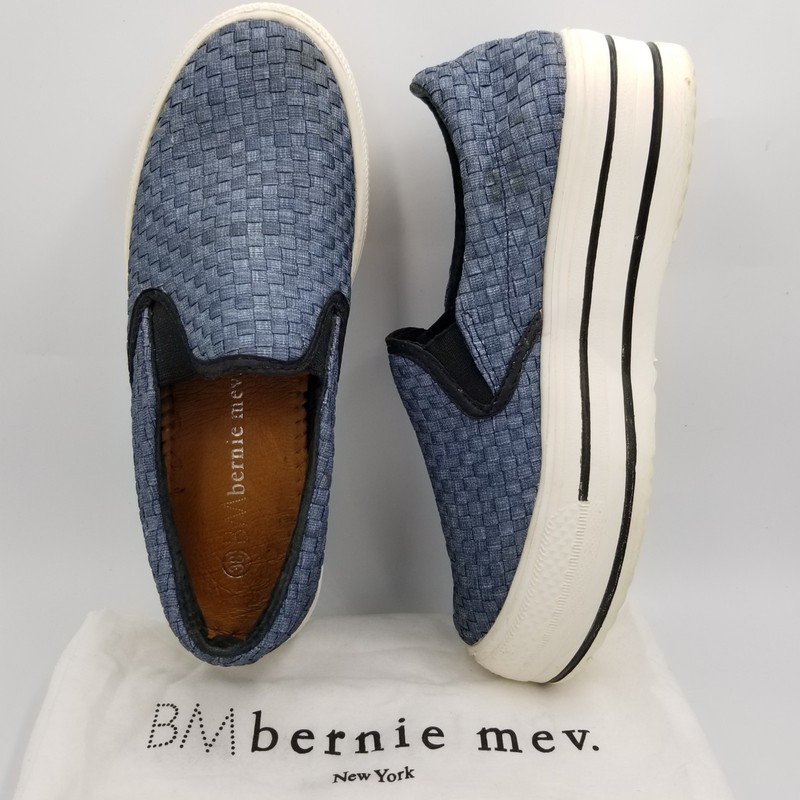 Bernie Mev Blue Woven Elastic Platform Slip-On Sneakers US 8 (EU 38) gallery