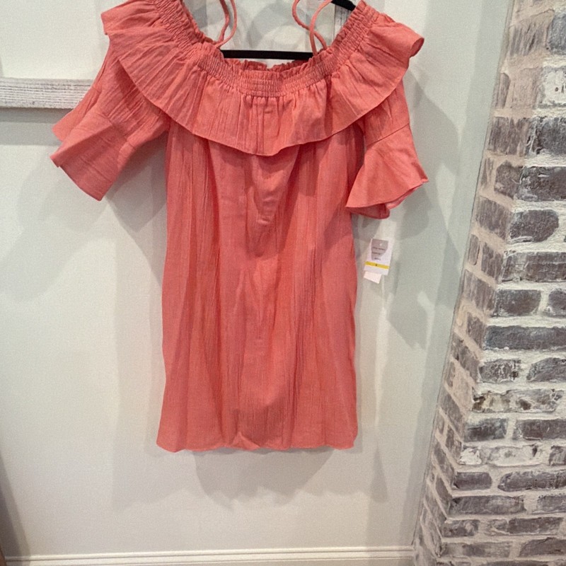 ViVi by Violet Weekend Womens Coral Off-Shoulder Ruffle Cold Shoulder Blouse M