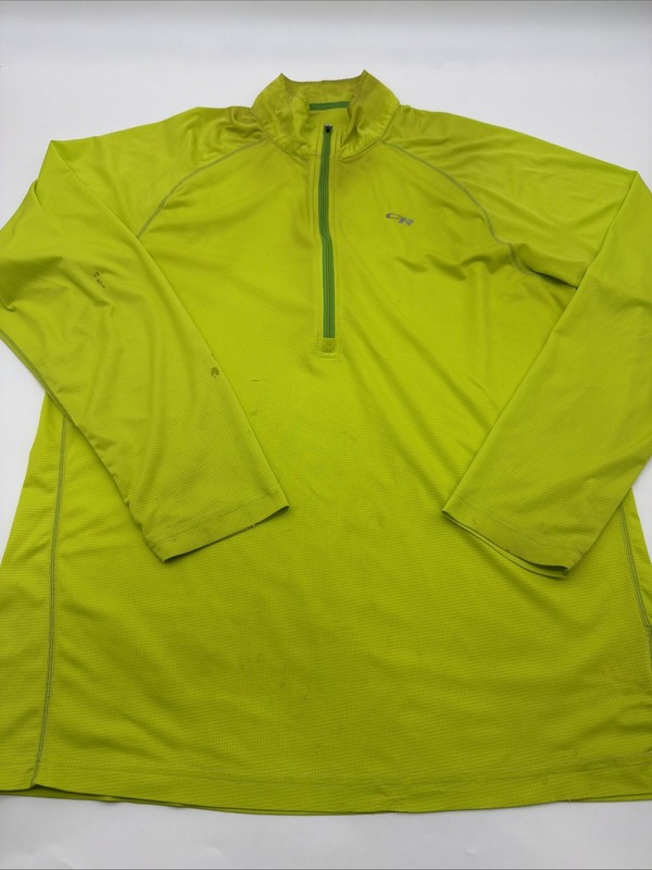 Outdoor Research Sweatshirt Men M Green Logo 1/4 Zip Logo .#46542