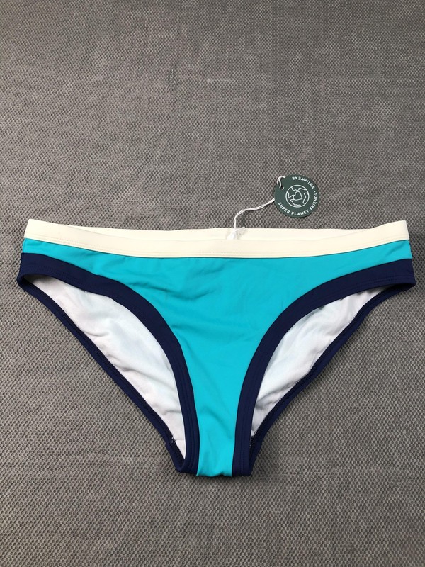 Boden Swim Bottom Womens 8 Blue Colorblock Bikini Lined Stretch Recycled