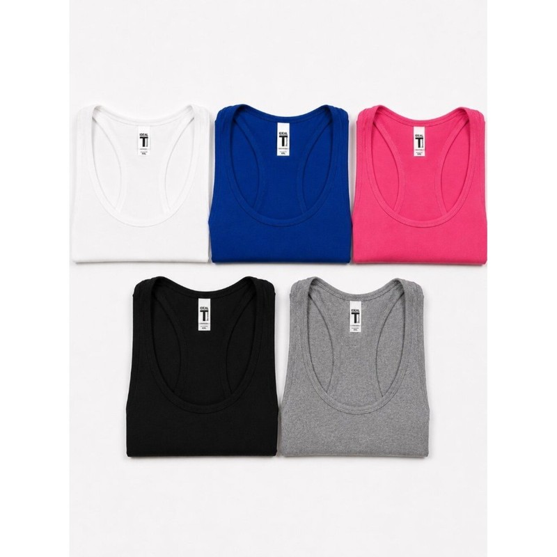 Next Level Ideal Racerback Tank Bundle XXL 5 Piece Black White Gray Pink Blue
