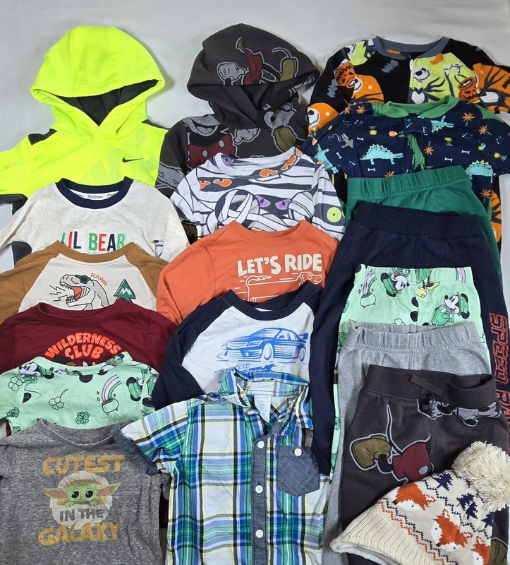19 Lot Bundle Baby Toddler Boy Clothes Outfit Shirts Hoodie Pants : 2T