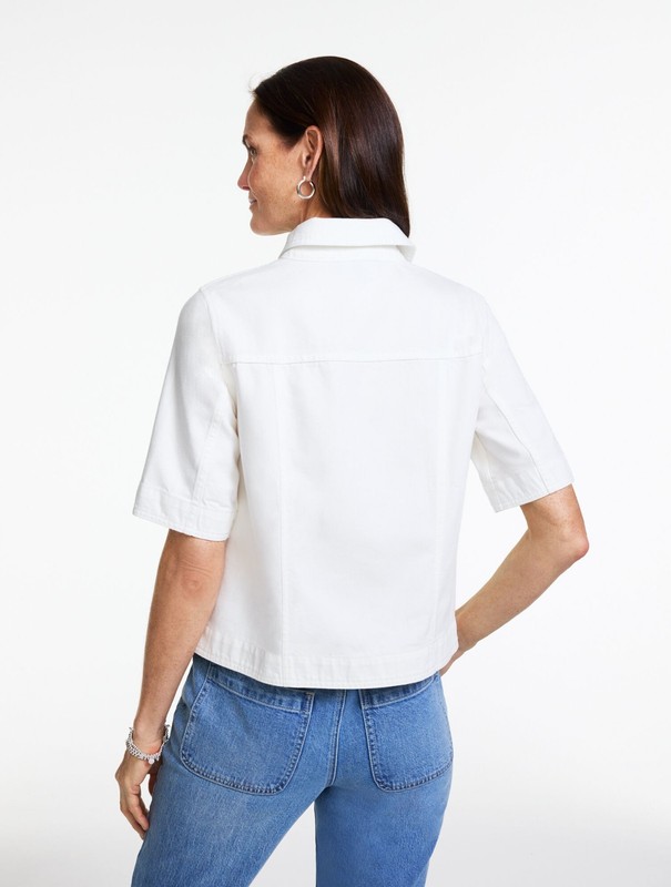 Short Sleeve Jean Jacket at Talbots, NWT $119, All size, color RED POP gallery