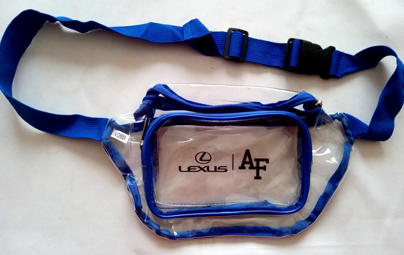 Clear Waist Bag Chest Sling Travel Sport Pouch 2/Pockets 2/zips Blue Logo “AF”