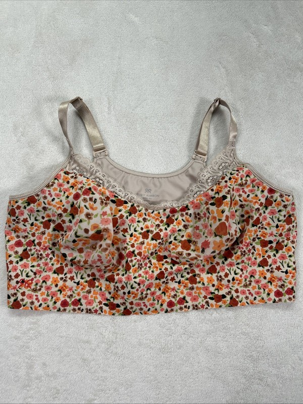 Ruby Ribbon Bra Heritage Lace Demiette Floral Size 44