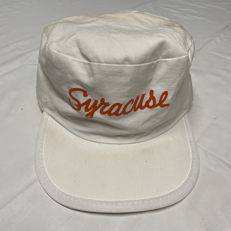 Vintage Syracuse University Snapback Hat Cap White Orange 80s College Sports 90s