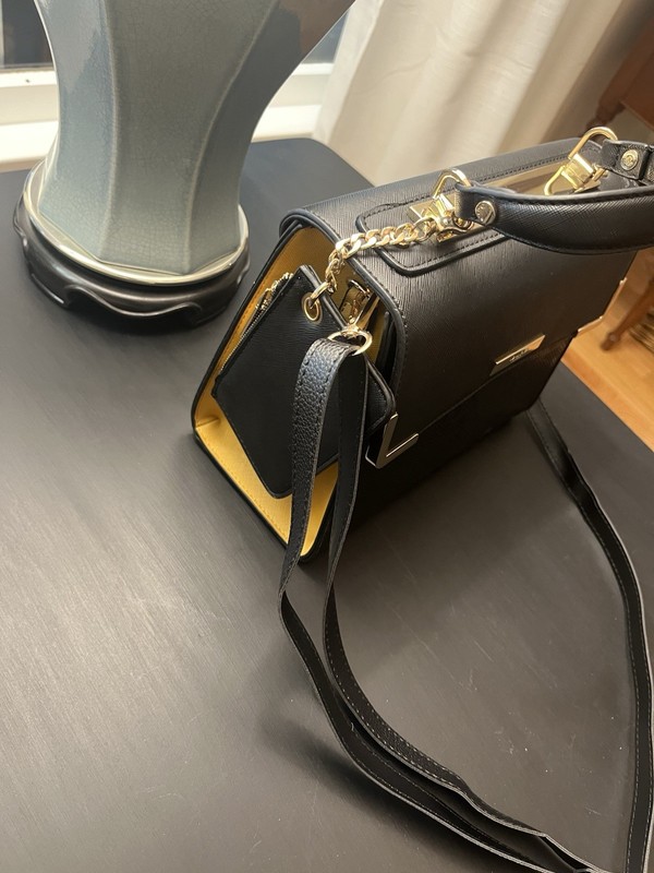 Dune London Black Snakeskin Satchel Top Handle w Detachable Strap, Chain Pouch