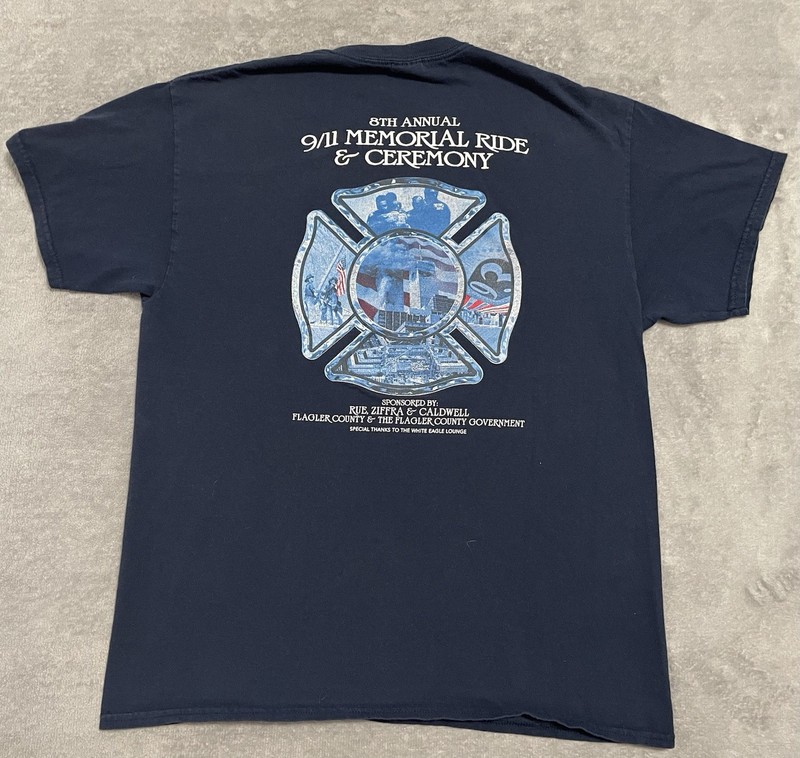 Vintage September 11th T-Shirt L Large Blue Remember 9/11 Memorial Tee
