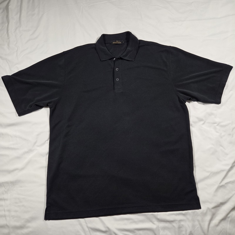 Bugatchi Uomo Button-Down Dress Shirt Short Sleeves Ribbed Men’s Large Black