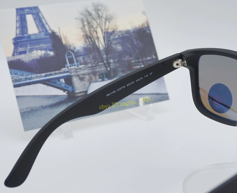 Ray-Ban Justin RB4165 Sunglasses Polarized Blue Lens Matte Black Frame Men 54mm gallery