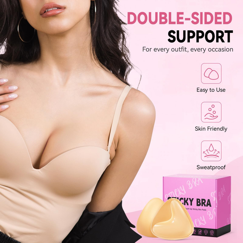 Double Sided Sticky Bra Pads Push Up Adhesive Inserts Bikini Swimsuit