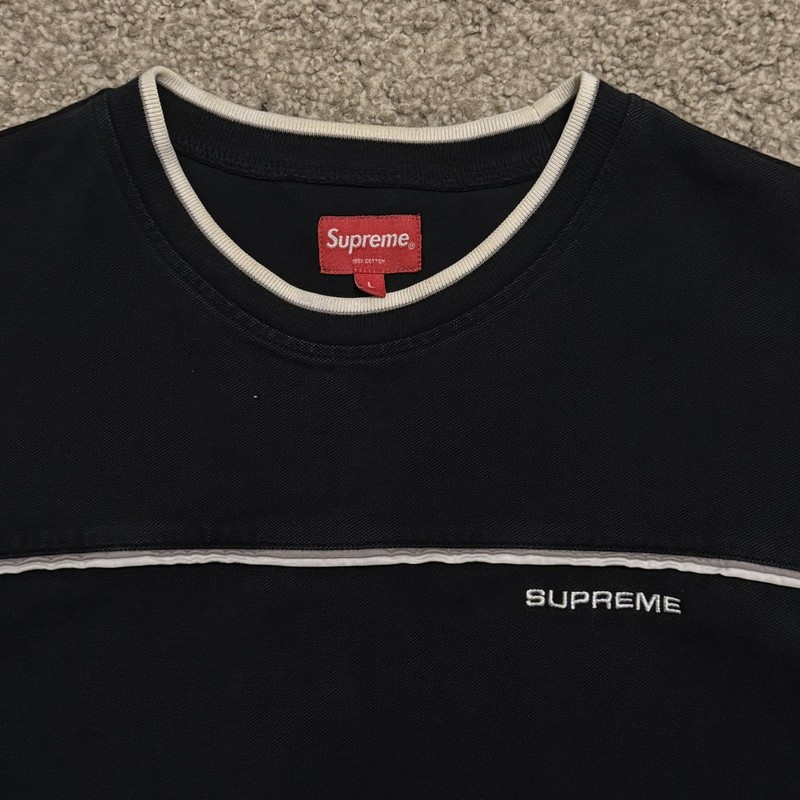 Supreme Contrast Yoke Pique Top Black Size Large gallery