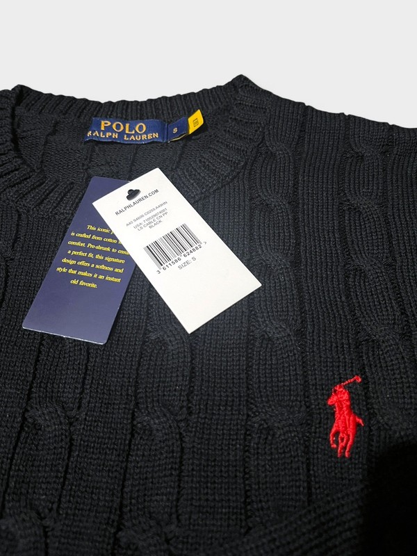 🖤 Polo Ralph Lauren Cable Knit Sweater Black S gallery