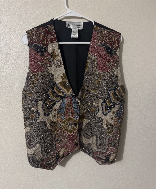 ANA MORA One Size Multicolor Beaded Button Vest