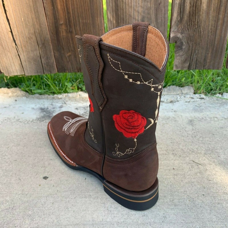 Botas Rodeo Punta Cuadrada Women's Western Square Toe Cowgirl Boots Leather 706 gallery