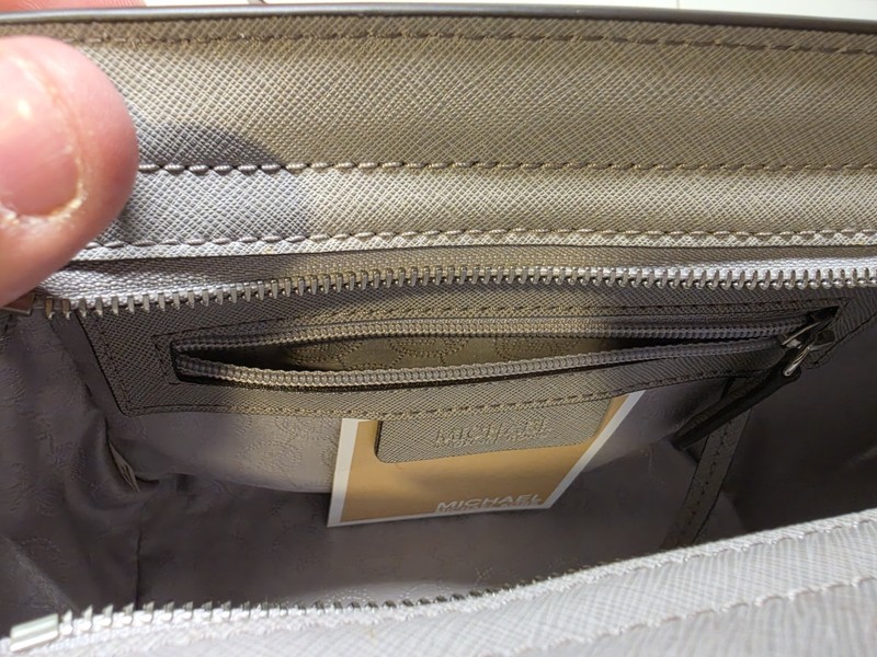 Michael Kors Studded Crossbody Bag Gray Zip Closure Silver Hardware Pockets gallery