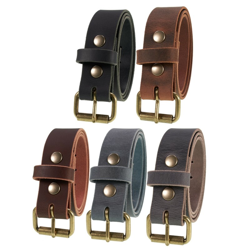 Men’s Genuine Buffalo Leather Belt, 1 1/2″_Amish Handmade, Antique Brass Buckle