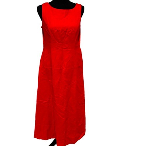 Jessica Howard Petite Red Linen Blend Open Tie Back Maxi Dress Sz 10P resortwear