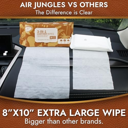 3in1 Leather Cleaner Wipes 70 Count, Extra Large 8" x 10" 70 Count (Pack of 1) gallery