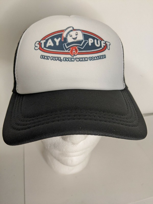 Stay Puft Marshmellow Man hat snapback Trucker cap black mesh sides back new
