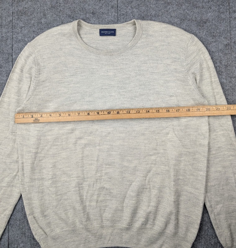 Proper Cloth Sweater Mens Large Silk Merino Wool Quiet Luxury Lightweight Gray gallery