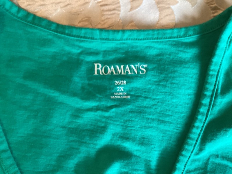 Romans Womens Green Pull Over Shirt Top Short Sleeve 2X 100% Cotton gallery