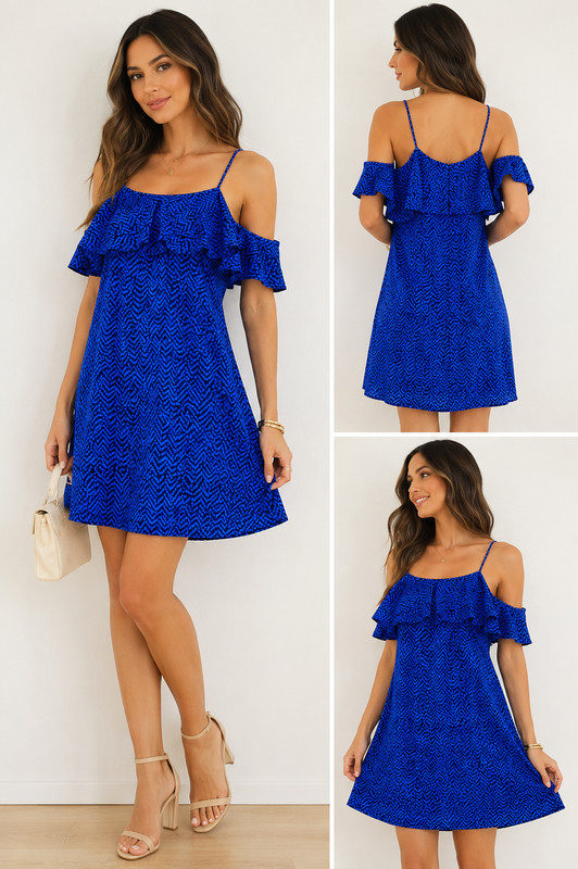 Banana Republic Petite 8P Blue Ruffle Sundress