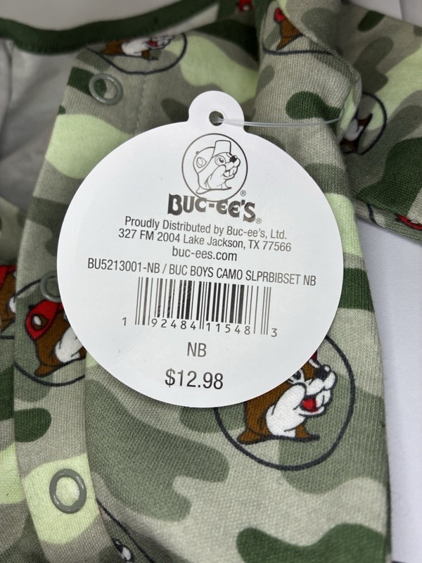 Buc-ees New Born Boy Camo One Piece...Up to 8 Lbs (3.6kgs) gallery