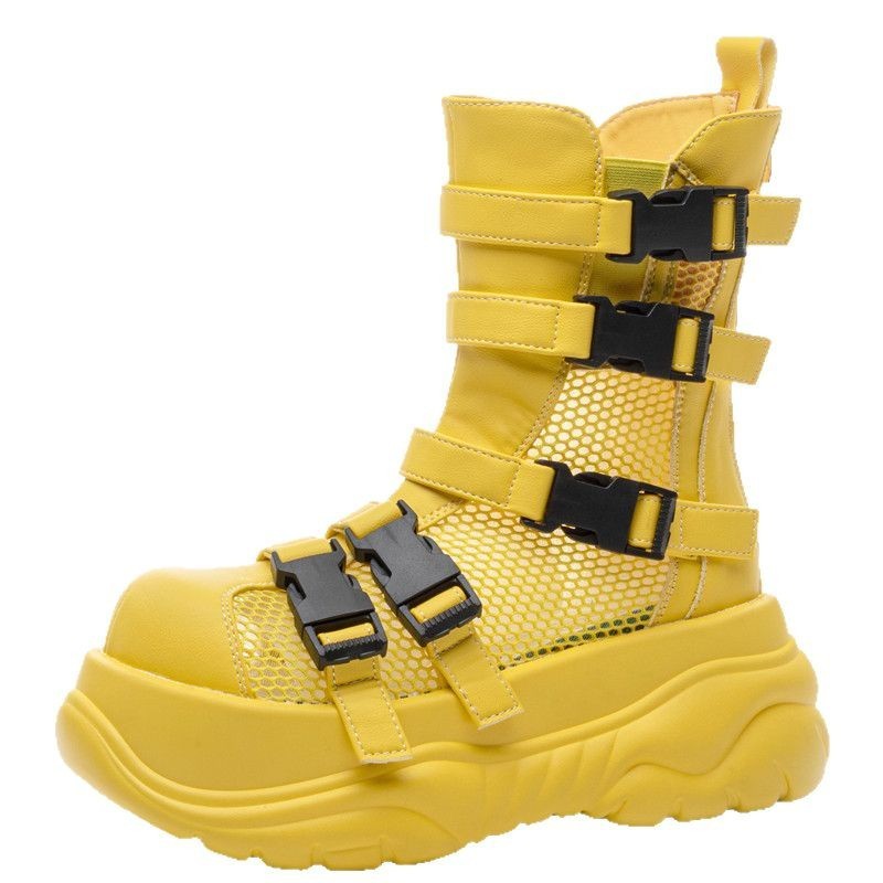 Summer Thick Soled Hollow Hole Mesh Cool Boots Womens Punk Breathable Shoes New gallery