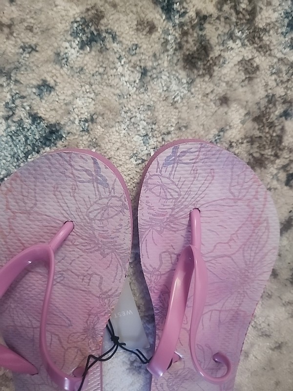 West Loops Women Flower Design Link Flip-flops Size- Small 5-6 gallery