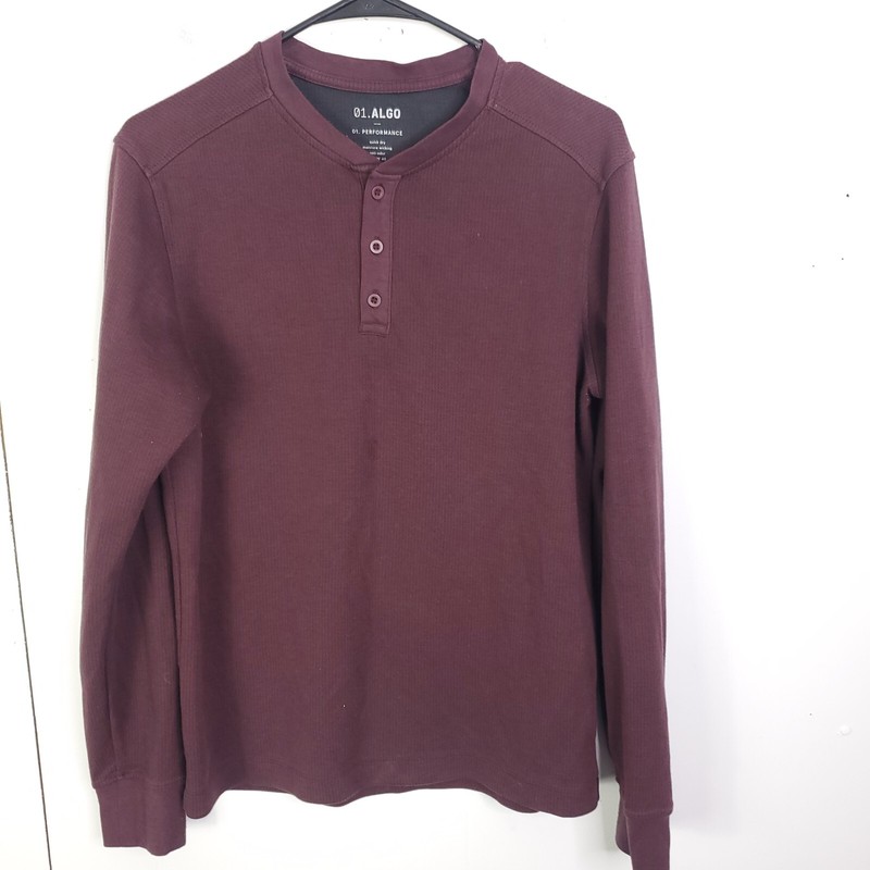 2 01 Algo Shirts Mens Large Quarter Button Long Sleeve Maroon Teal Performance