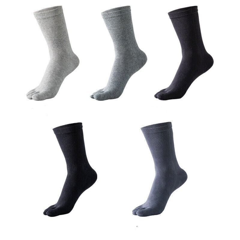5Pack 100% Cotton Five Finger Toe Crew Ankle Solid Athletic Sport Men Socks 7-11 gallery
