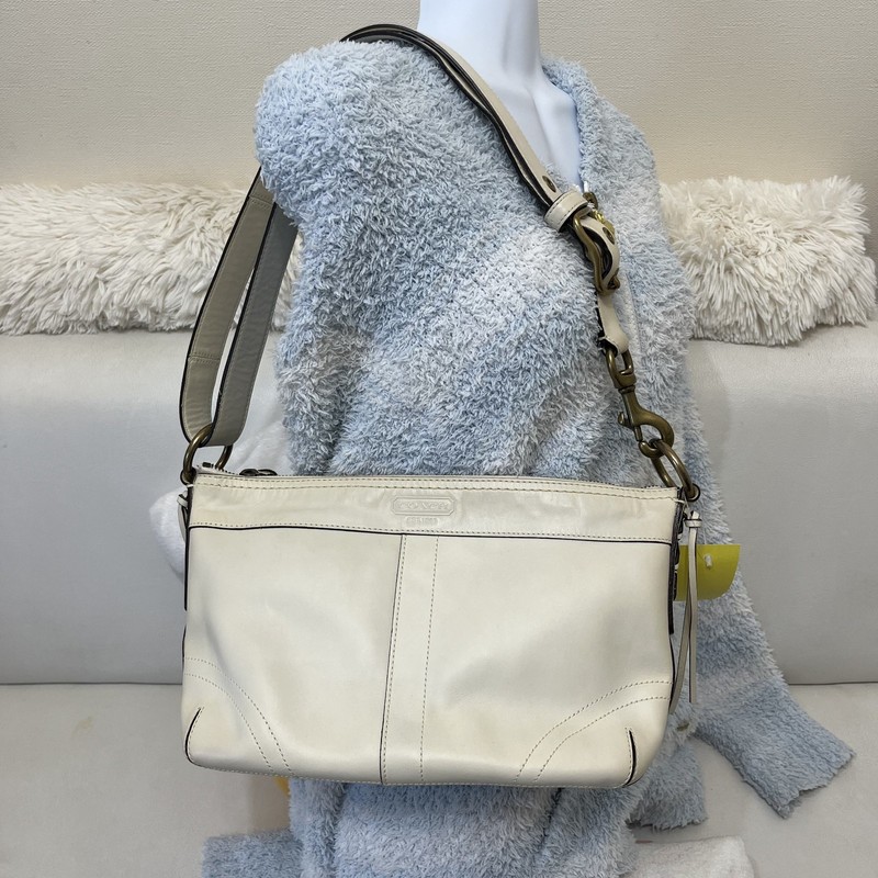 Coach Soho Crossbody Shoulder Bag Ivory White Leather Brass Hardware 10559 Purse