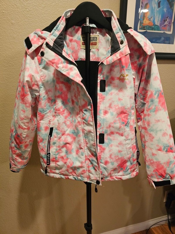 Kids’ Pink & Teal Tie-Dye Snow Jacket