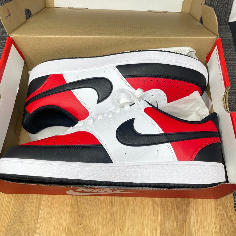 Nike Court Vision Low Sneakers Men 12 Red White Black IO9112-657 Basketball NEW gallery