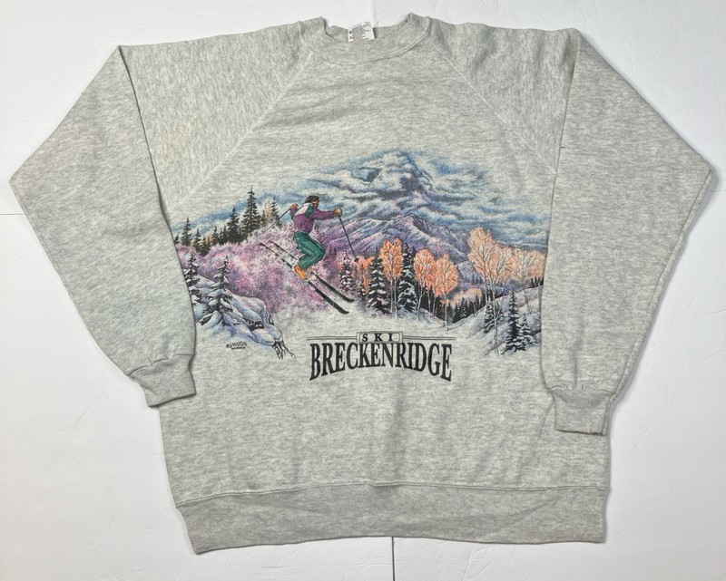 VTG 90s Breckenridge Ski Sansegal Crewneck Sweatshirt Sz XL Double Sided