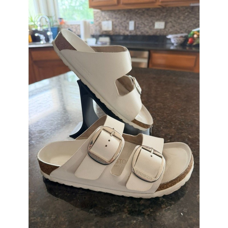 Birkenstock Arizona Big Buckle - White Leather - Size 37N (L6/M4) - EUC gallery