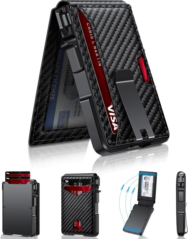 ZALVEX Wallet for Men, Mens Minimalist Wallet 9-13 Cards, Slim Compact Wallet wi
