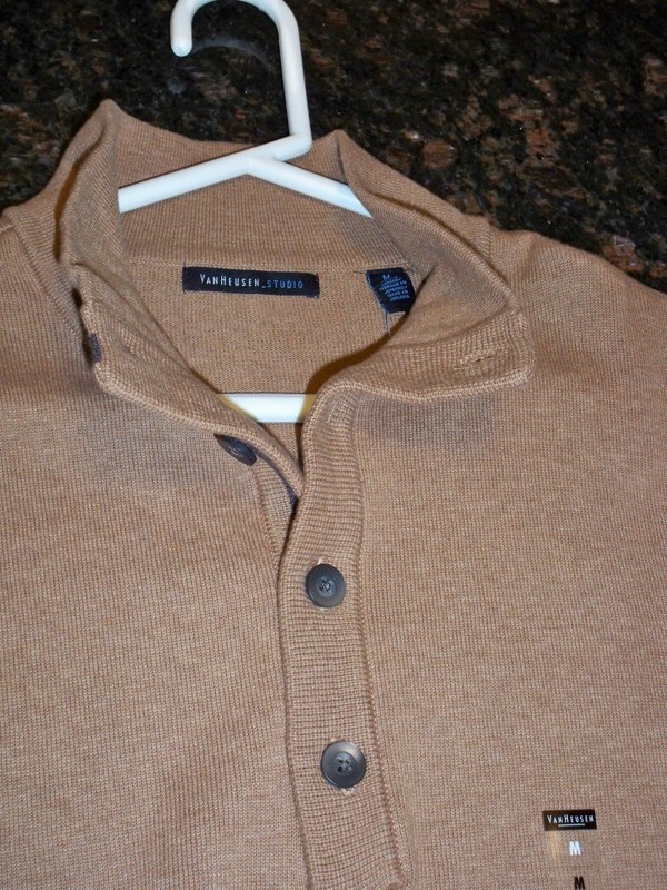 VAN HEUSEN STUDIO sweater, men, M, camel color, soft, NWT gallery