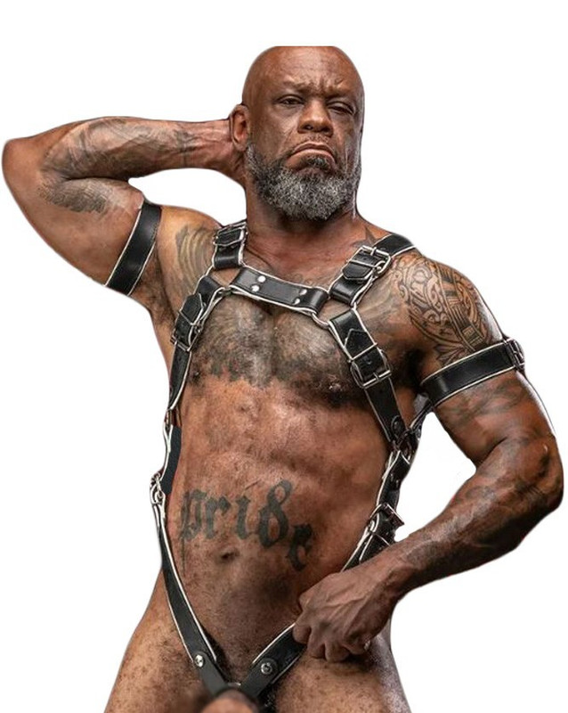 Men Leather Chest Harness Body Armor Buckle Adjustable Strap Ring White Costume gallery