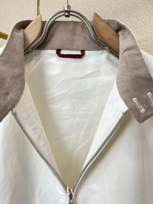 BRUNELLO CUCINELLI White Full Zip Bomber Harrington Jacket Full Size gallery