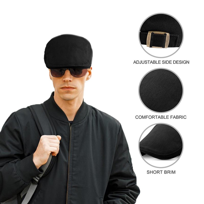 Men Solid Cotton Gatsby Cap Golf Driving Flat Cabbie Newsboy Sun Beret Ivy Hat gallery
