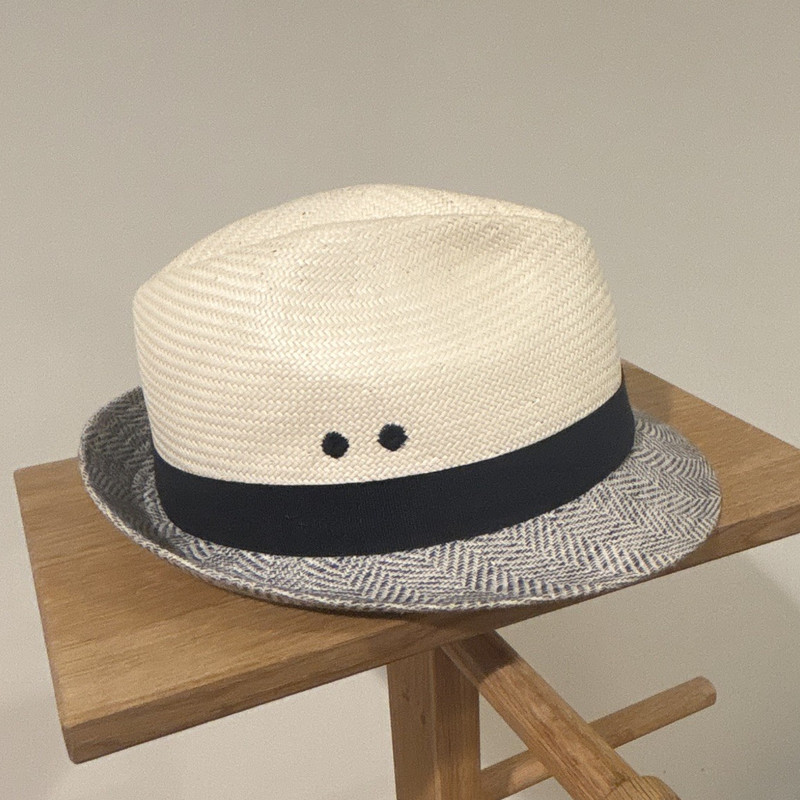Goorin Bros Made in Italy Men’s Fedora Hat Herringbone White/Navy 7 1/2 61cm