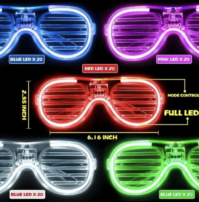 100 Frame LED Flashing Glasses Light Up Sunglasses Wedding Party Favor Packs