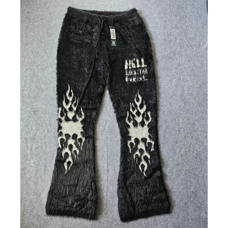 Rockstar Original Toshio Black Stacked Flare Knitted Mohair Pants 2XL