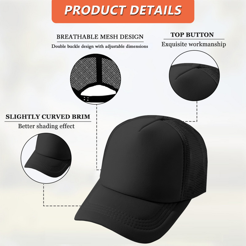 Custom Text Logo Trucker Hat Retro Black Mesh Snapback Personalized Gift Cap gallery