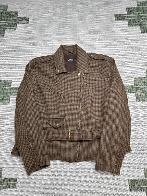 Lauren Ralph Lauren Jacket Womens 14 Brown Full Zip Wool Blend Peacoat *