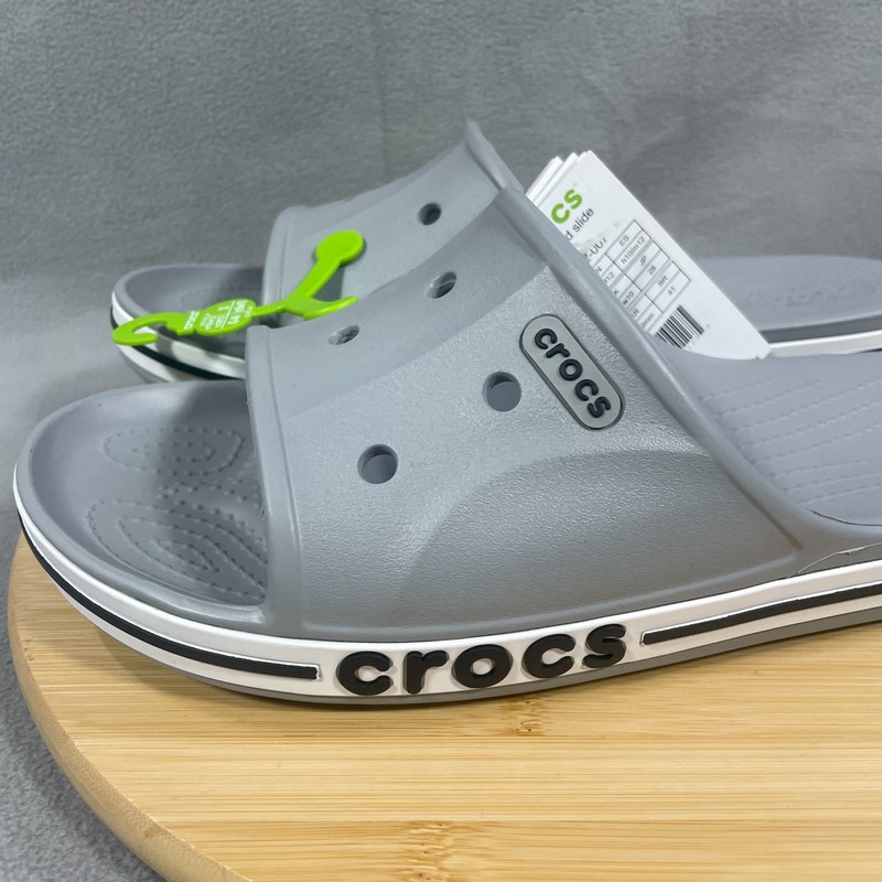 NWT Crocs Bayaband Slide Mens Size 10 Gray White Slip On Sandals Comfort Shoes gallery