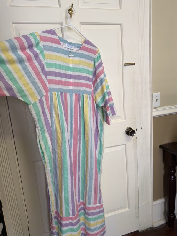 Leisure Life House Dress Vintage Large Made In USA Rainbow Gown gallery