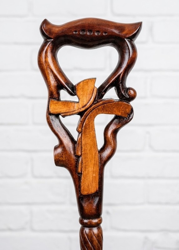 Handcrafted Wooden Walking Stick – Elegant Walnut & Maple Inlay Collapsible 37″